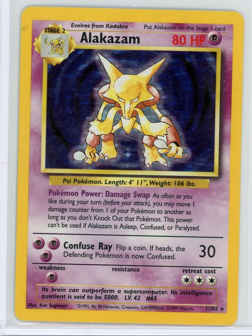 Alakazam 1999 Pokémon Base Set rare holo 1/102 HP/DMG (Copy)