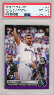 Julio Rodriguez 2022 Topps NOW #568 purple #'d 18/25 PSA 8