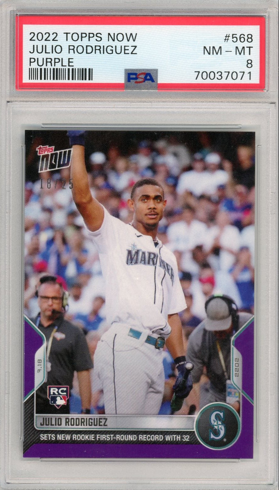 Julio Rodriguez 2022 Topps NOW #568 purple #'d 18/25 PSA 8