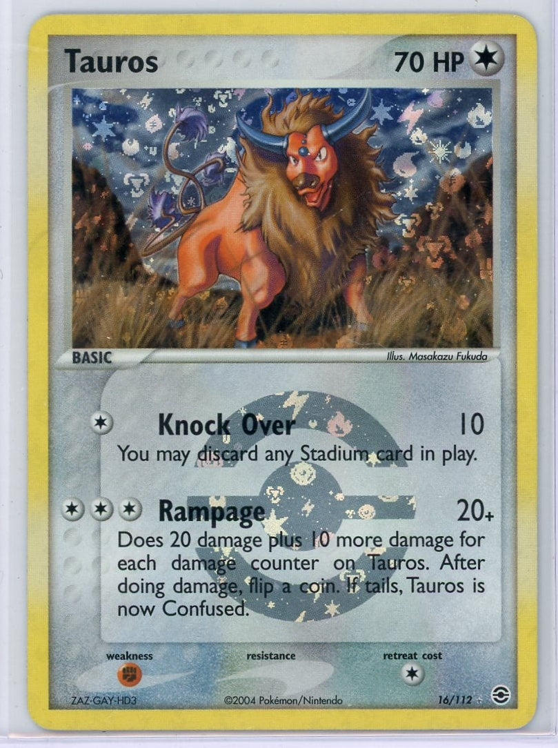 Tauros Pokémon Fire Red & Leaf Green Reverse Holo #16/112 LP