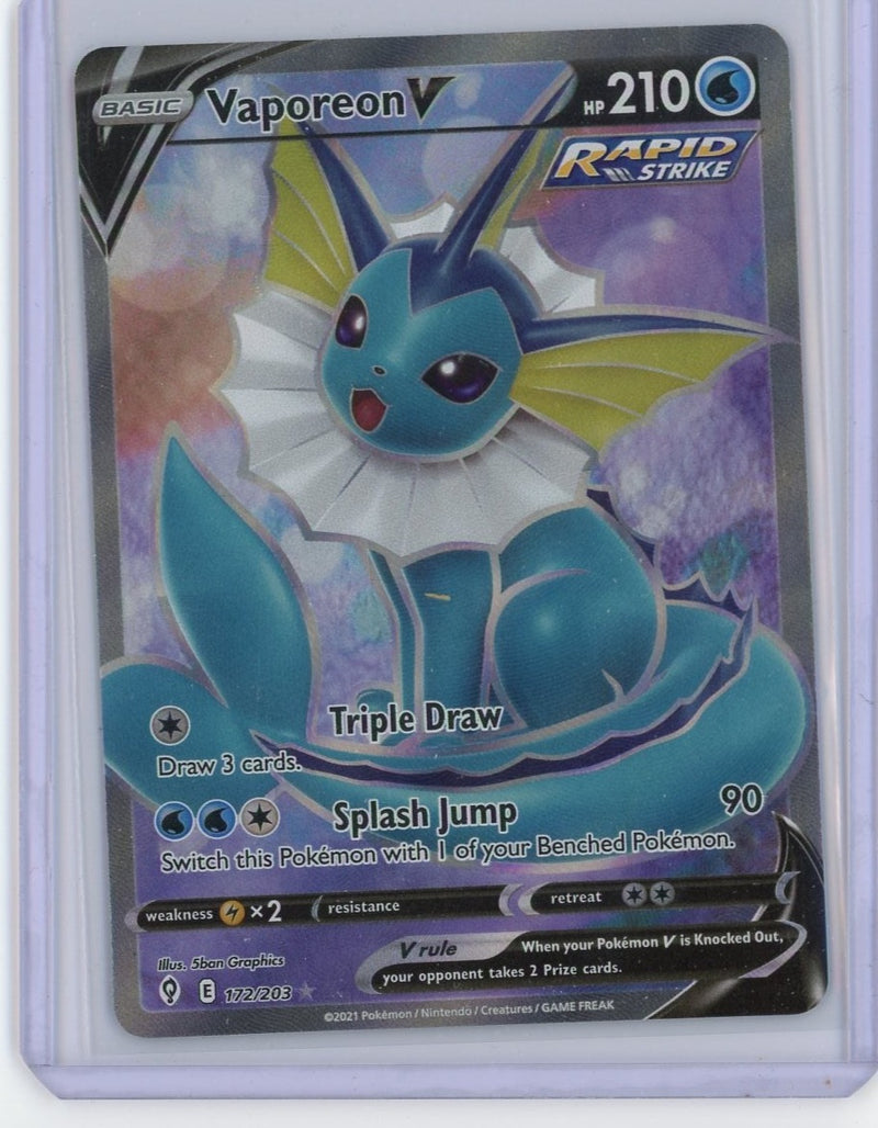 Vaporeon V 2021 Pokémon Rapid Strike rare holo 172/203