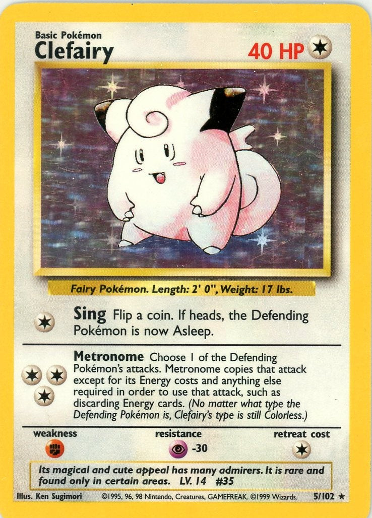 Clefairy 1999 Pokemon Base Set holo #5/102 MP