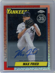Max Fried 2025 Topps Update Series 1990 35th Anniversary Mojo Black Refractor Auto #'d 06/10