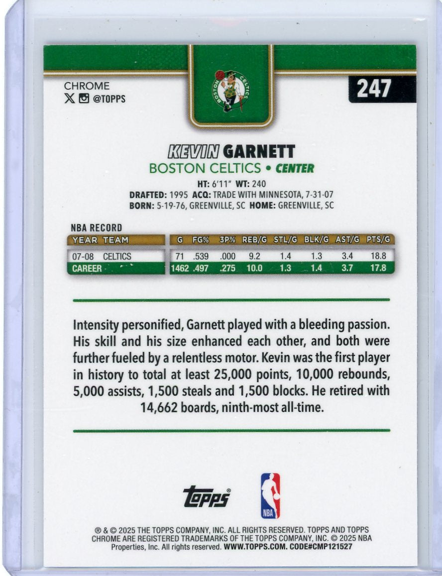Kevin Garnett 2025-26 Topps Chrome Magenta Refractor #'d 204/399