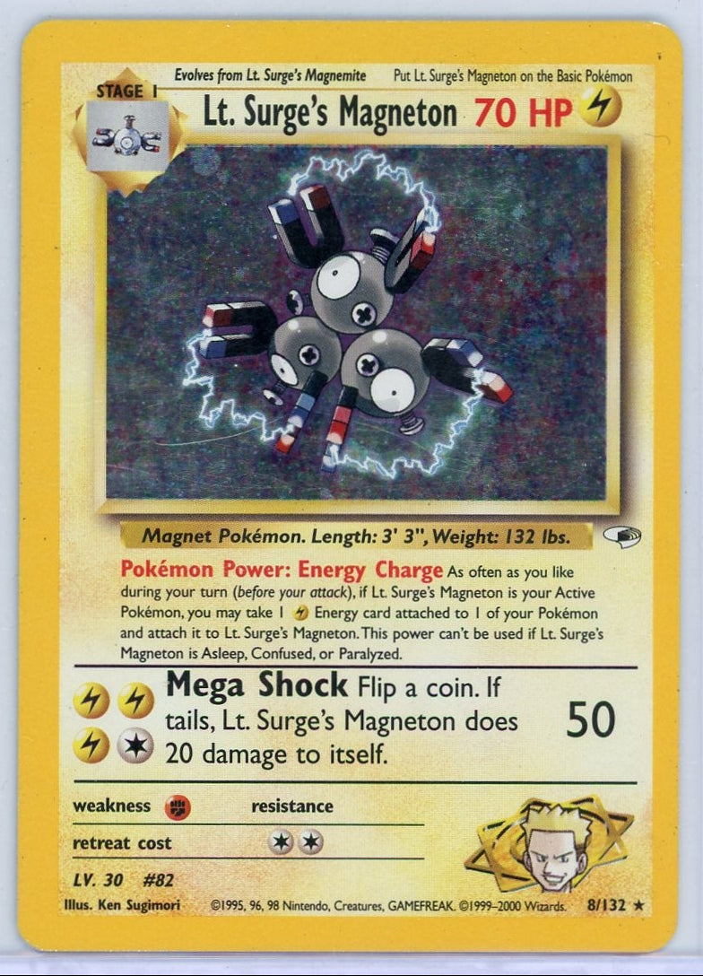 Lt. Surge's Magneton 2000 Pokemon Gym Heroes holo #8/132 LP/MP