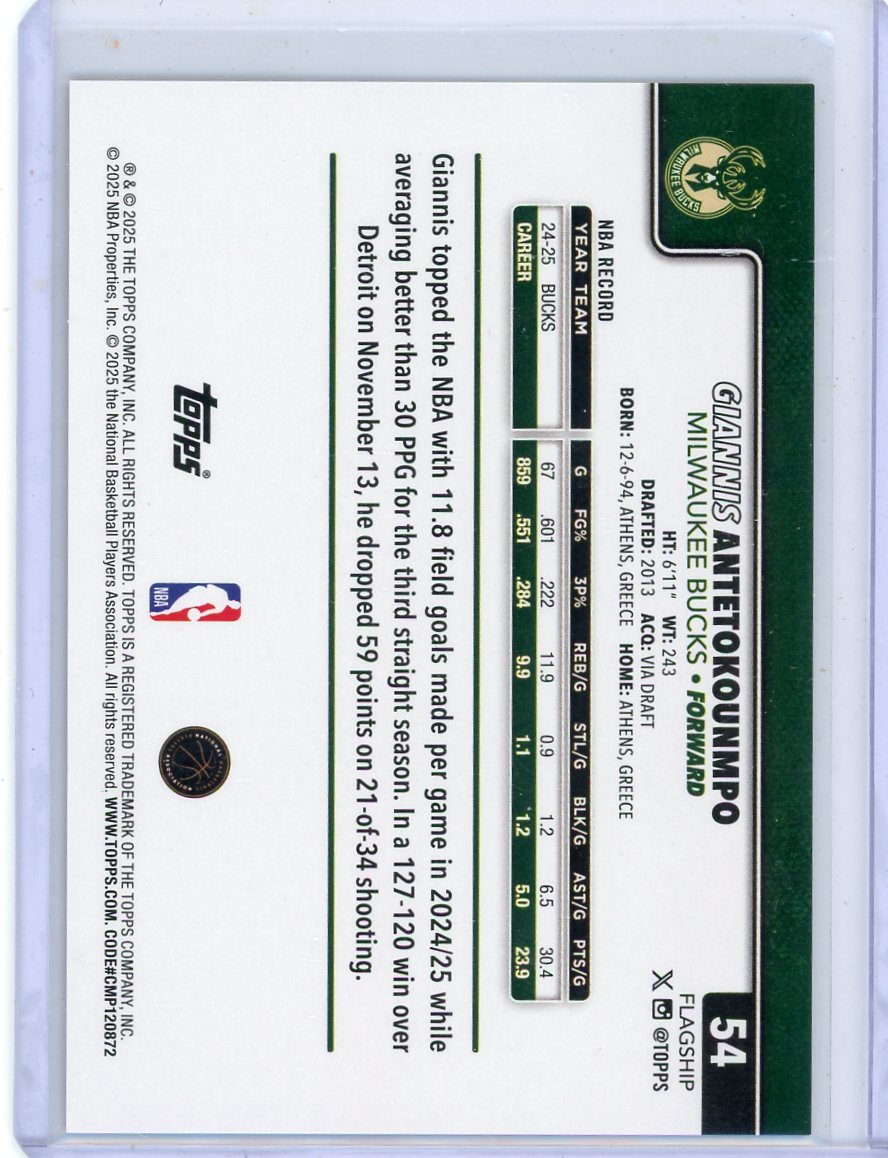 Giannis Antetokounmpo 2025-26 Topps Orange Foilboard #'d 01/25