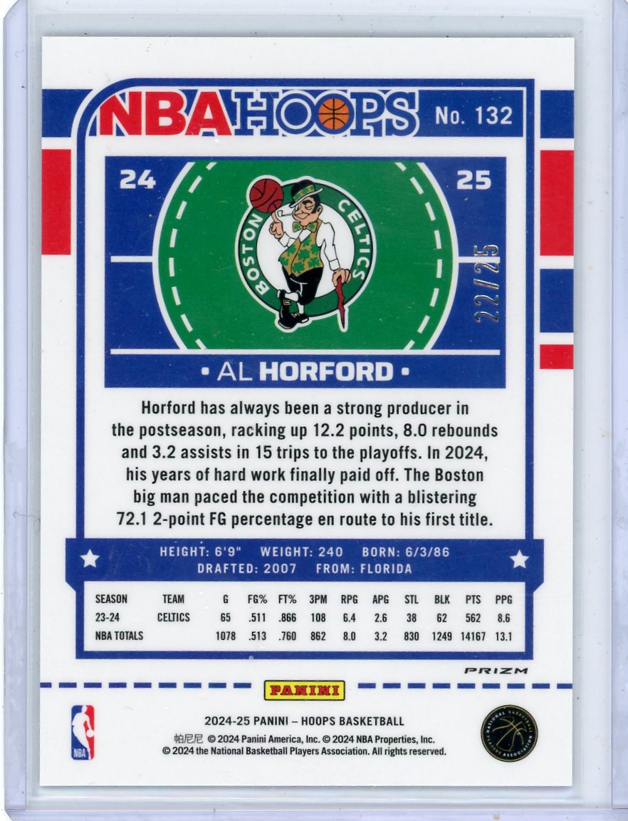 Al Horford 2024-25 Panini NBA Hoops Green Wave Premium Prizm #'d 22/25