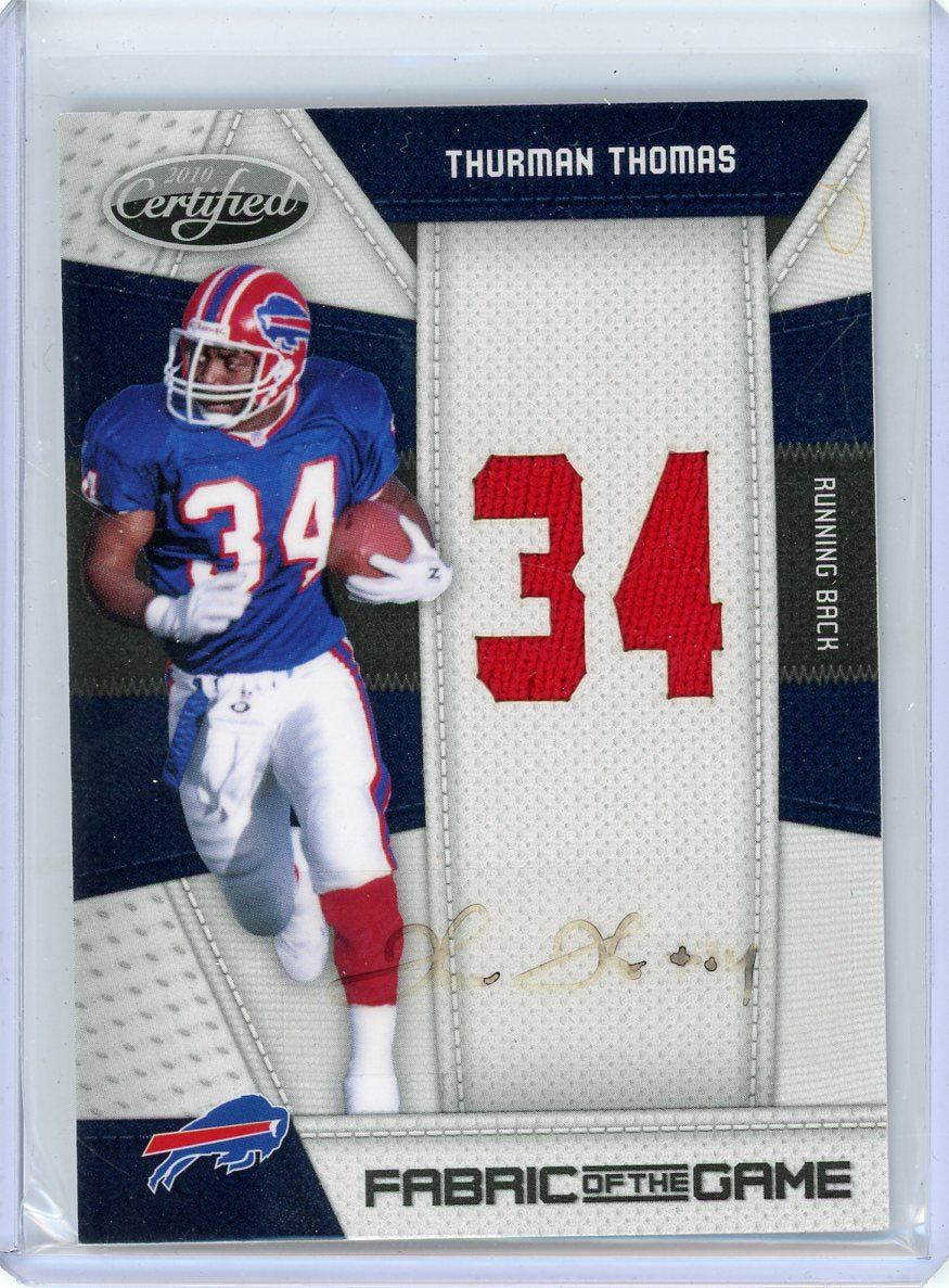 Thurman Thomas 2010 Panini Certified Fabric of the Game auth. game-used jersey relic auto #'d 11/25