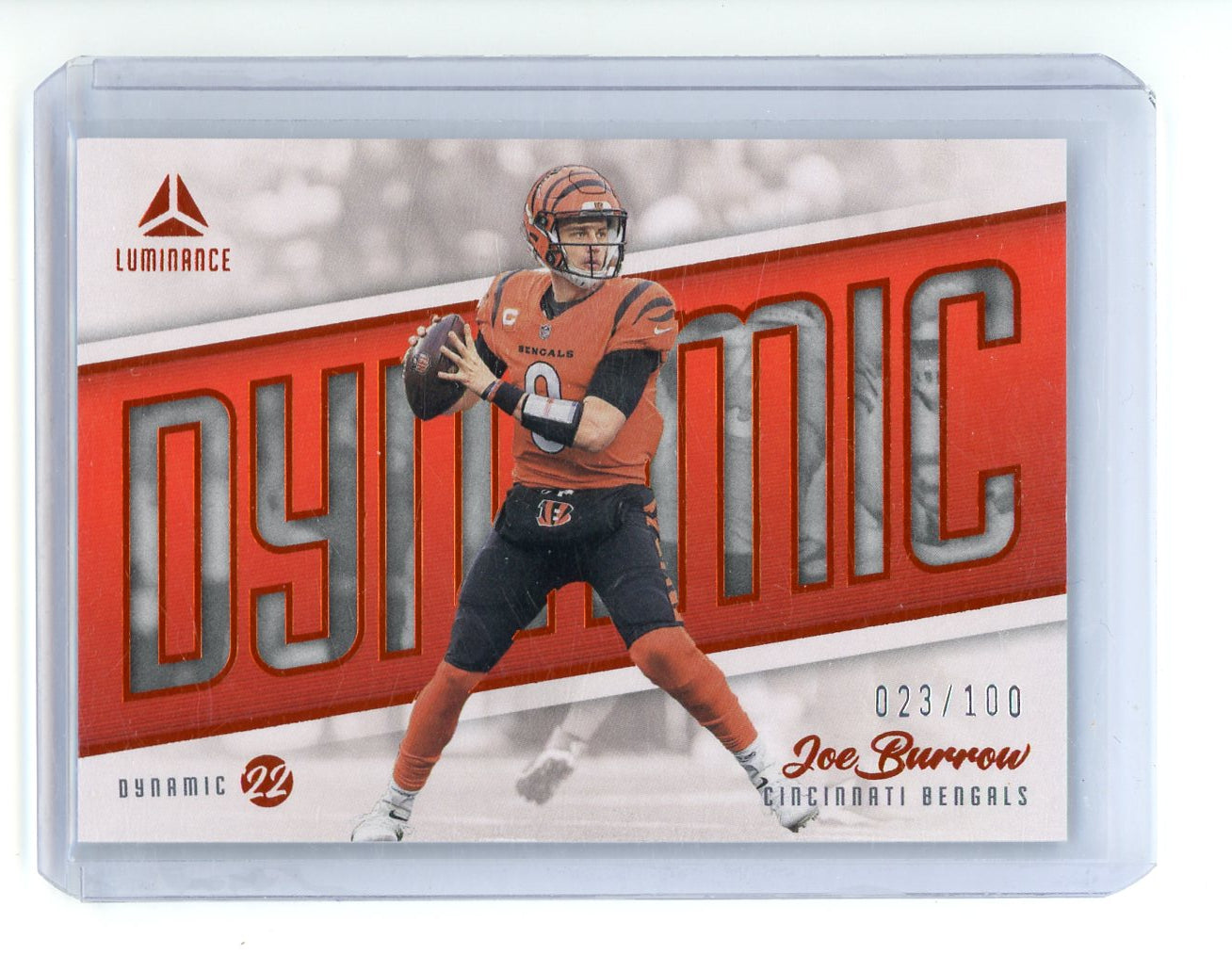 Joe Burrow 2022 Panini Luminance Dynamic Orange #'d 023/100