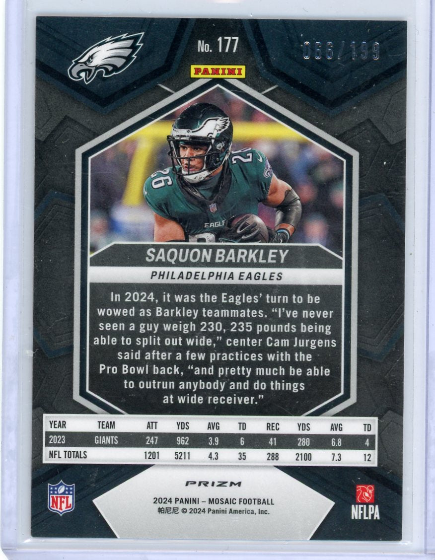 Saquon Barkley 2024 Panini Mosaic orange mosaic prizm #'d 066/199