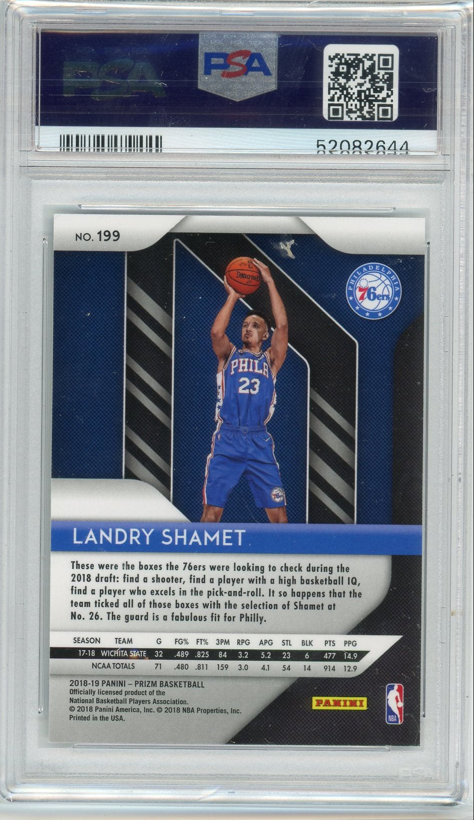 Landry Shamet 2018 Panini Prizm rookie card PSA 10