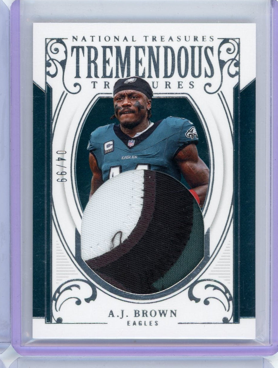A.J. Brown 2025 Panini National Treasures Tremendous Treasures Patch #'d 04/99