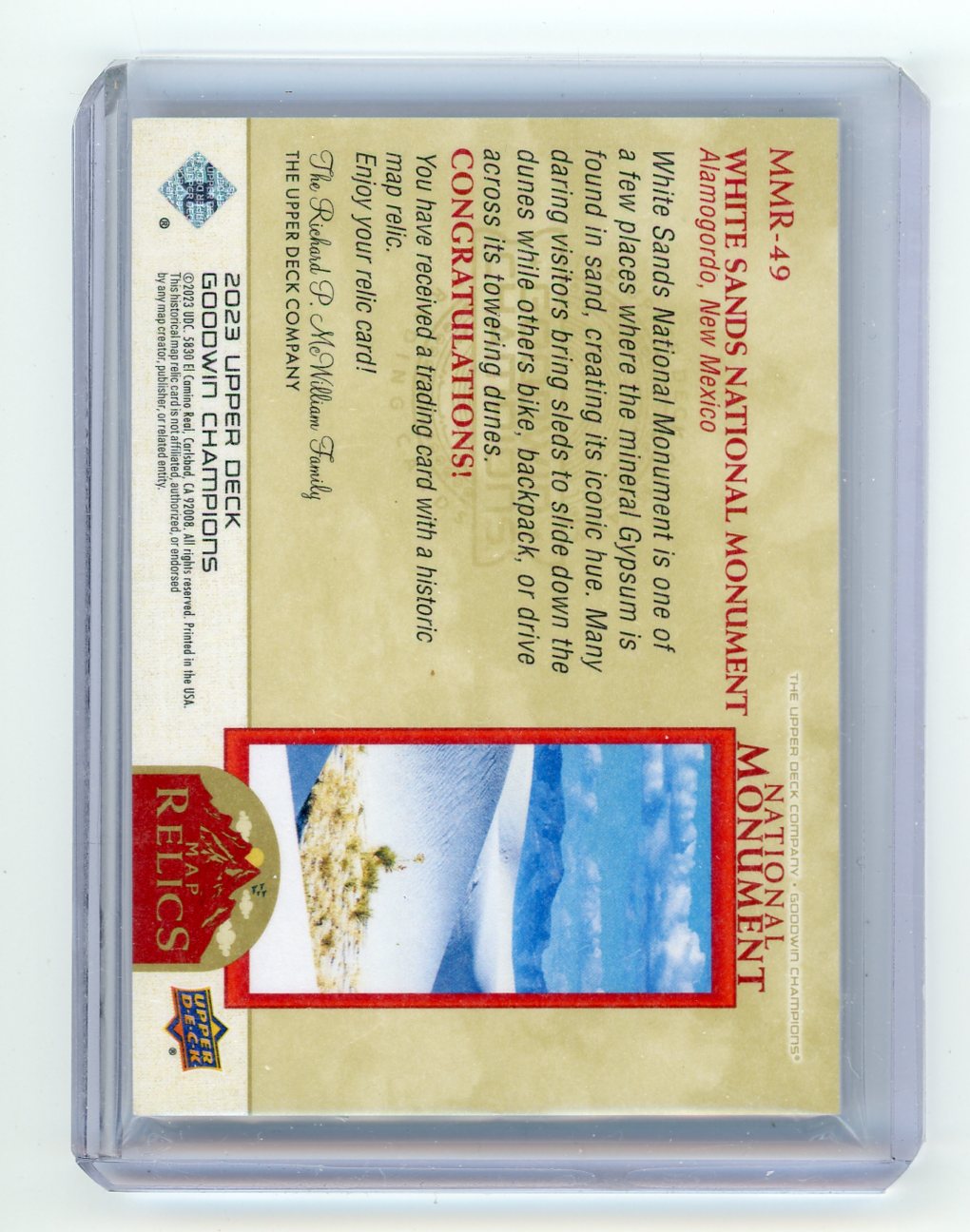 White Sands National Monument 2023 Upper Deck Goodwin Champions Map Relics #MMR-49