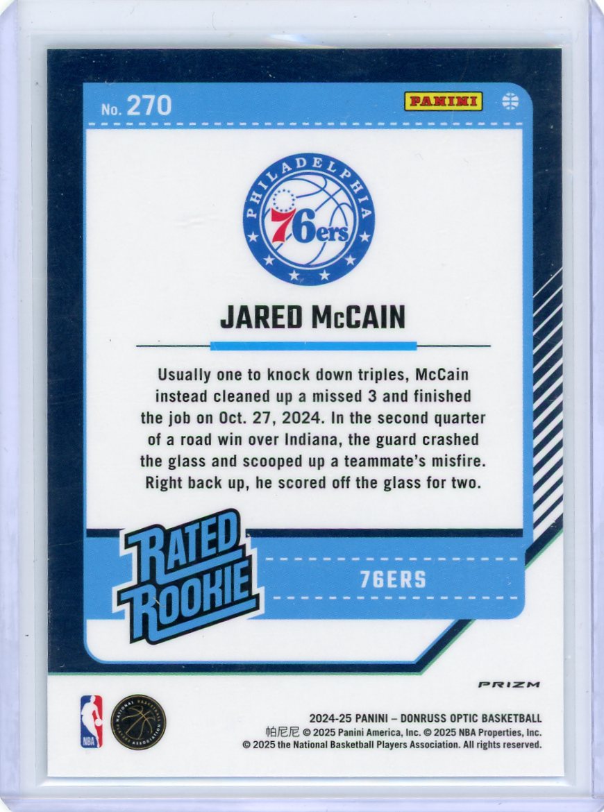 Jared McCain 2024-25 Panini Donruss Optic silver holo rookie card