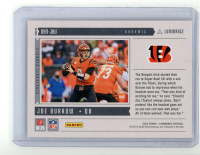 Joe Burrow 2022 Panini Luminance Dynamic Orange #'d 023/100