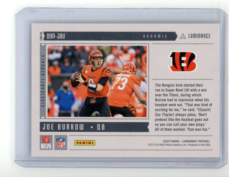 Joe Burrow 2022 Panini Luminance Dynamic Orange 