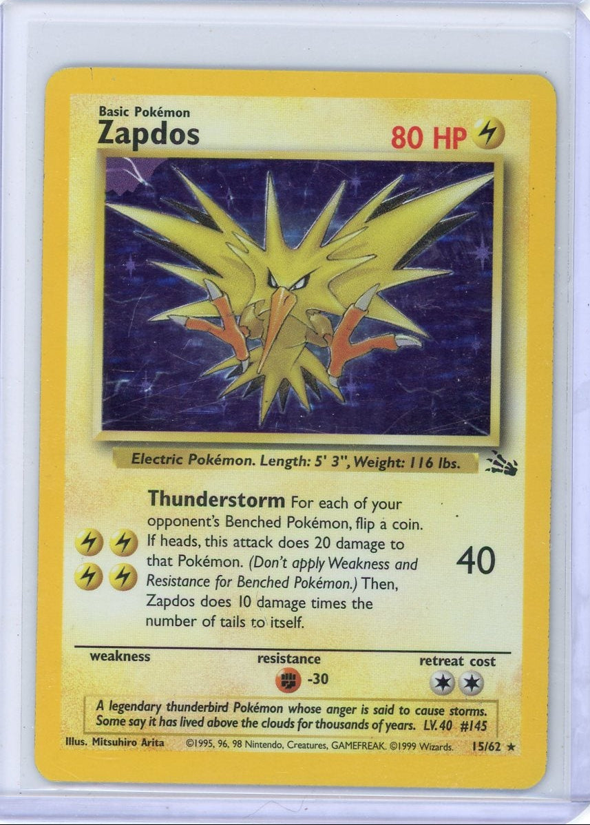 Zapdos 2000 Pokemon Fossil rare holo 15/62 MP