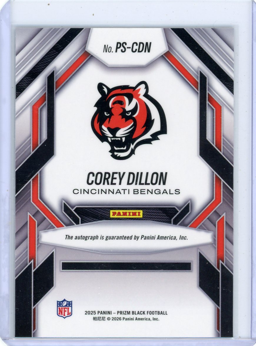 Corey Dillon 2025 Panini Prizm Black Prolific Signatures Auto
