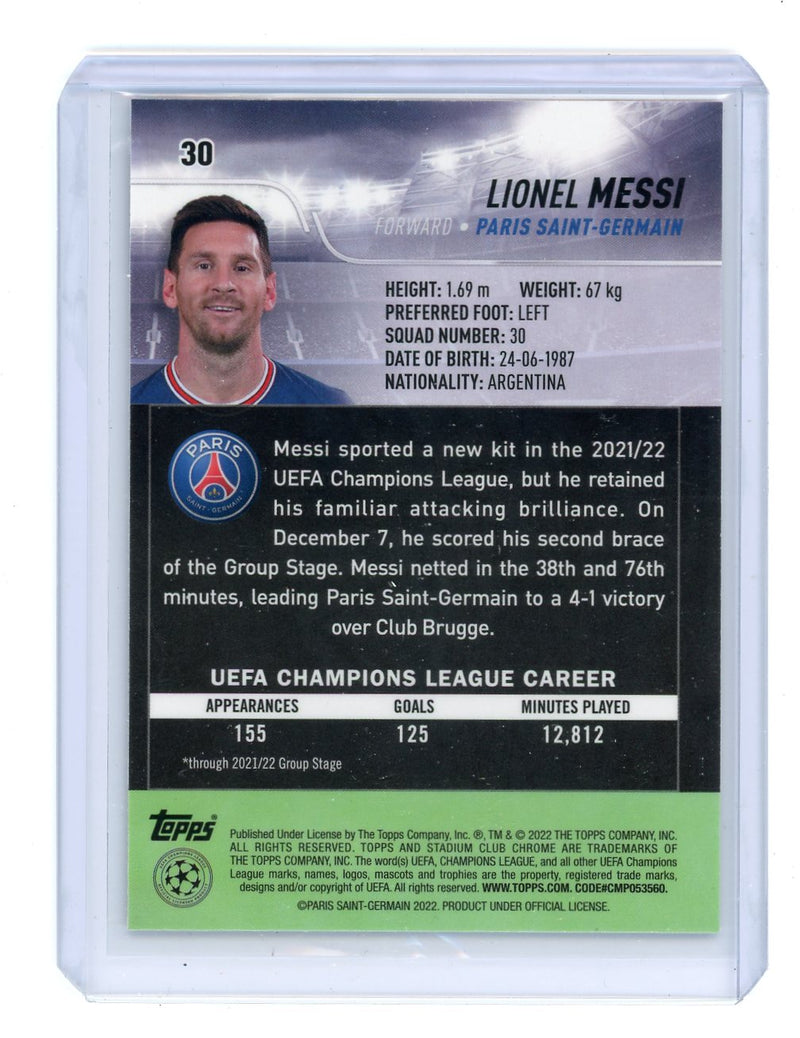 Lionel Messi 2022 Topps Stadium Club Chrome Champions League