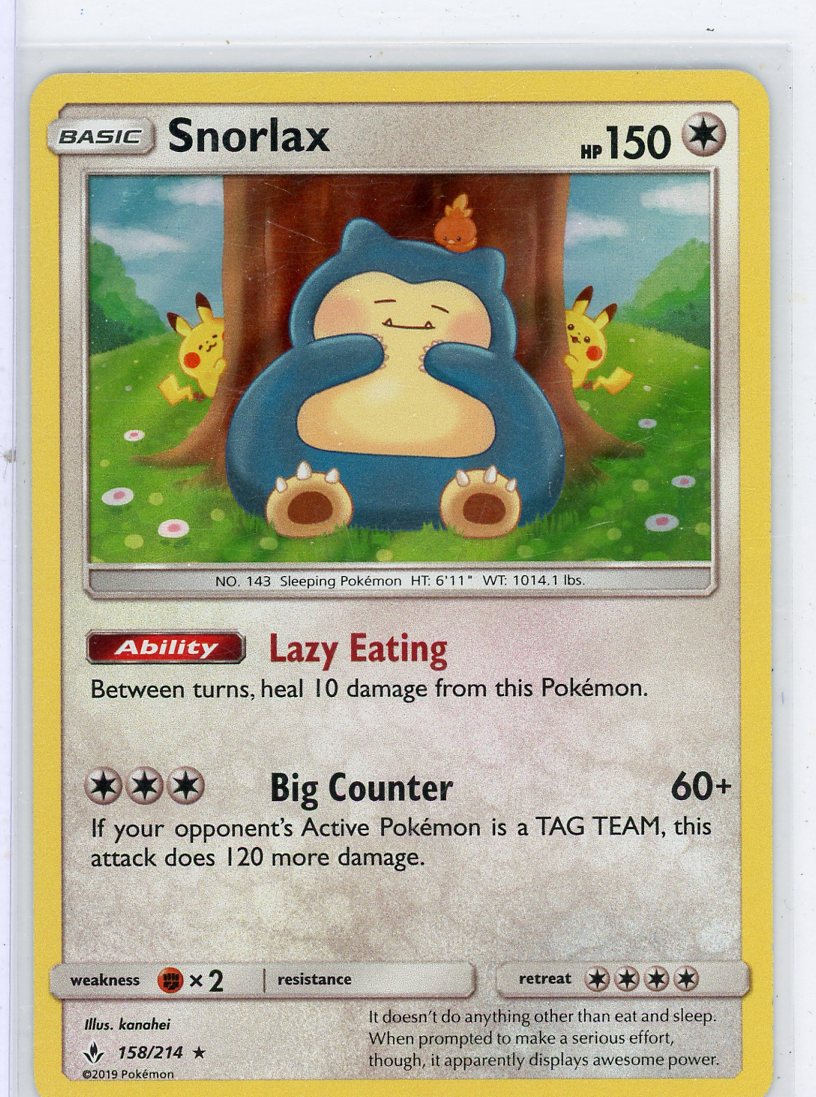 Snorlax Pokémon Unbroken Bonds Holo Rare #158/214