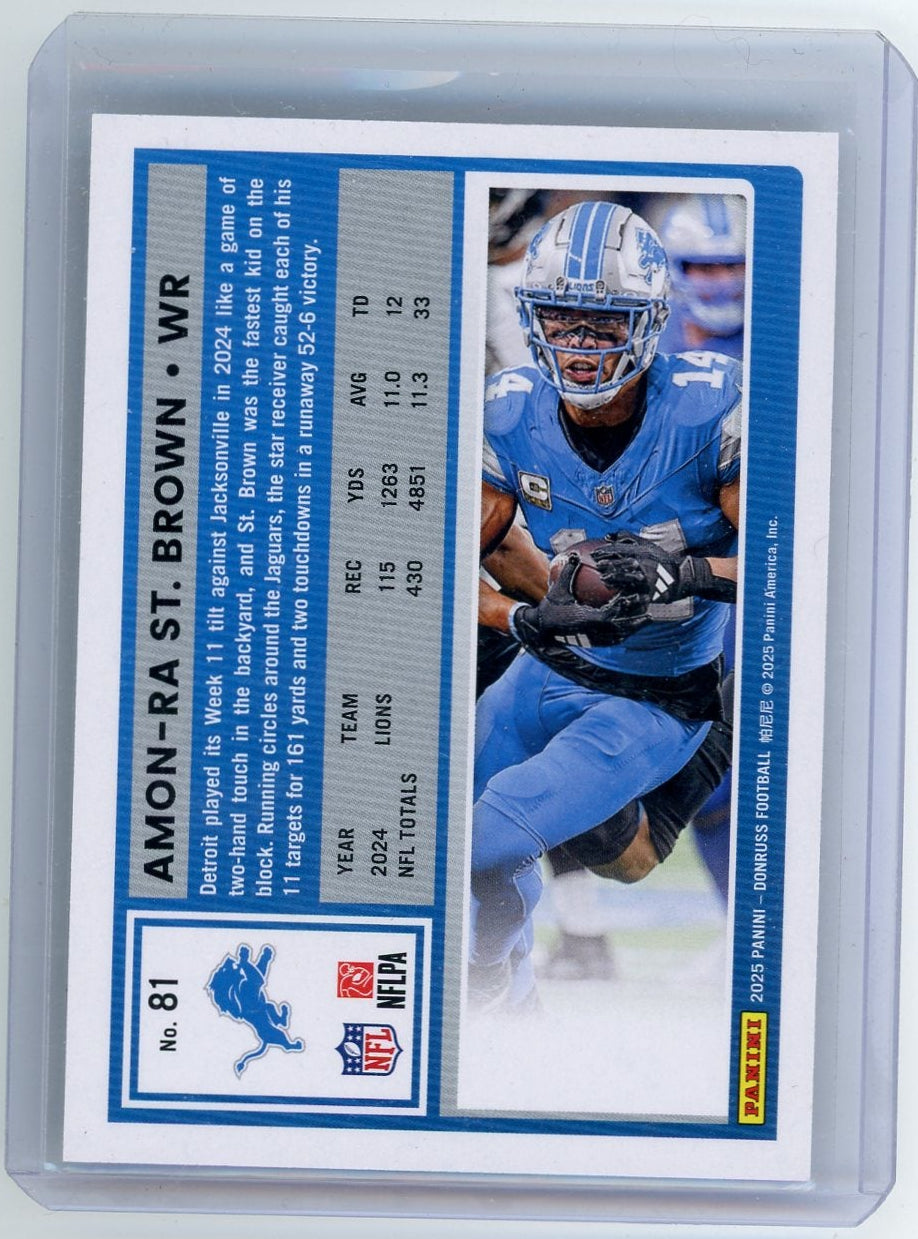 Amon-Ra St. Brown 2025 Donruss No Name SP holo