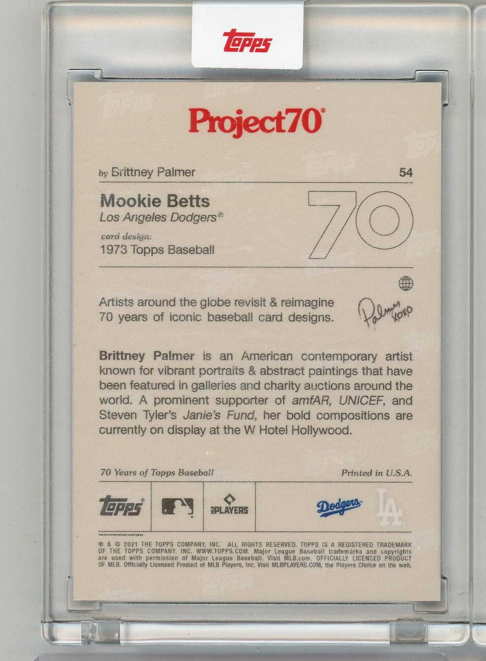 Mookie Betts Project70 by Brittney Palmer #54 /3518