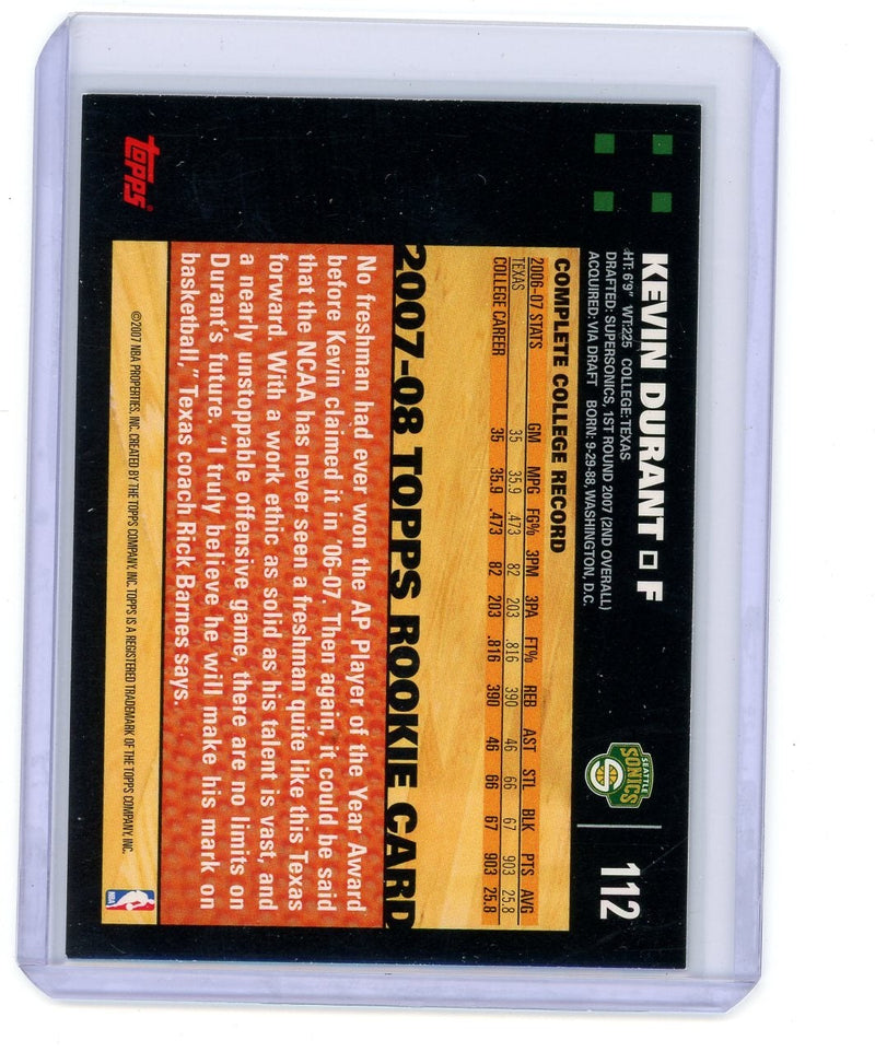 Kevin Durant 2007 Topps rookie card black border