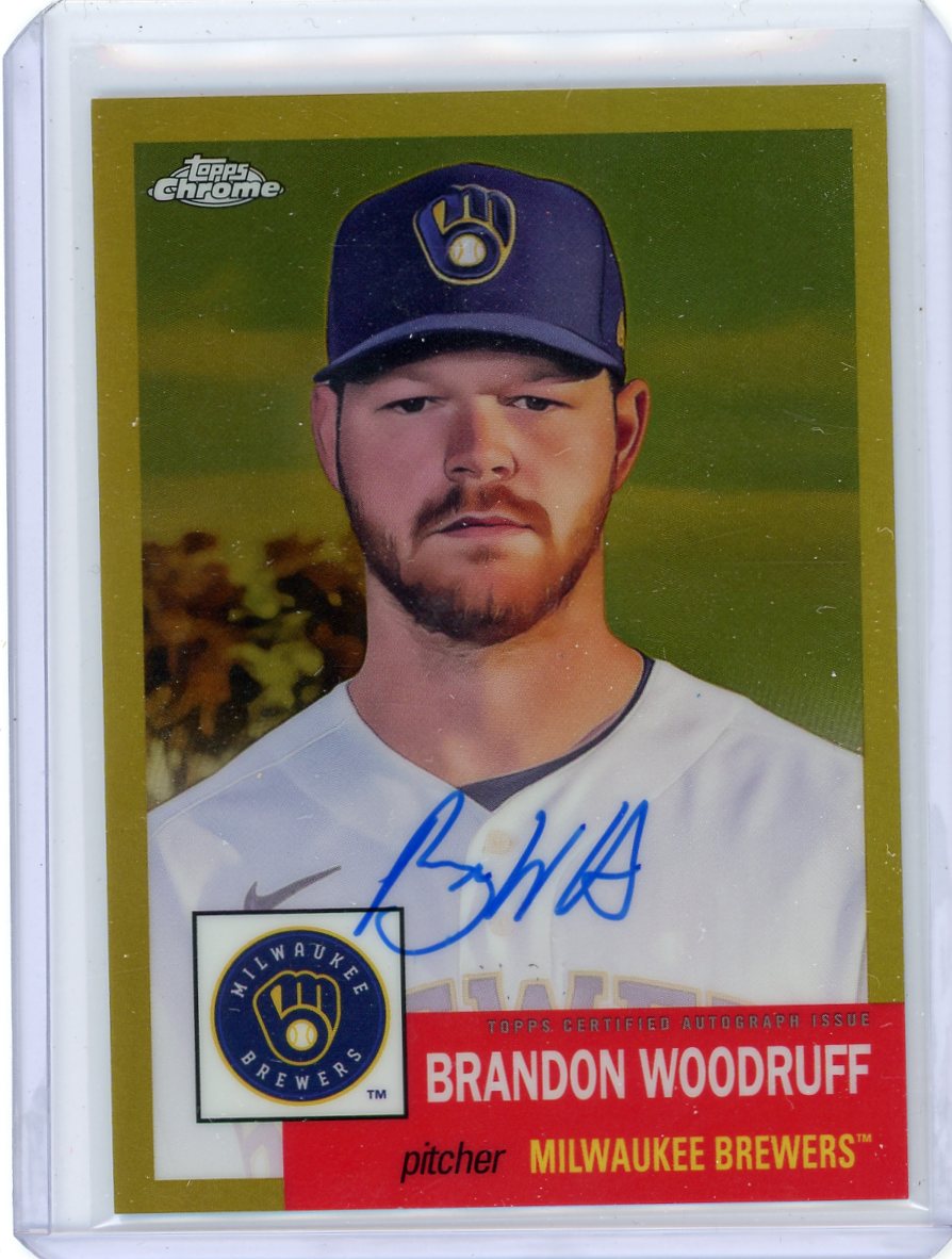 Brandon Woodruff 2022 Topps Chrome Platinum Anniversary auto gold refractor #'d 04/50