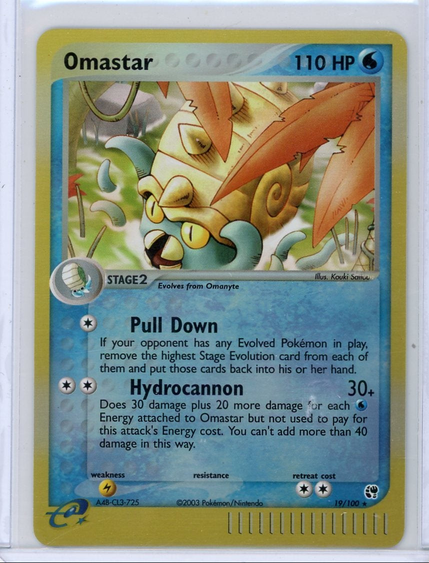 Omastar Pokemon EX Sandstorm reverse holo #19/100