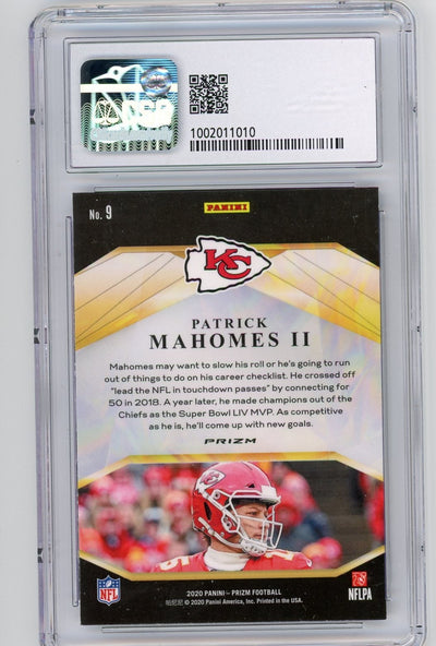 Patrick Mahomes 2020 Panini Prizm Brilliance green prizm CSG 9