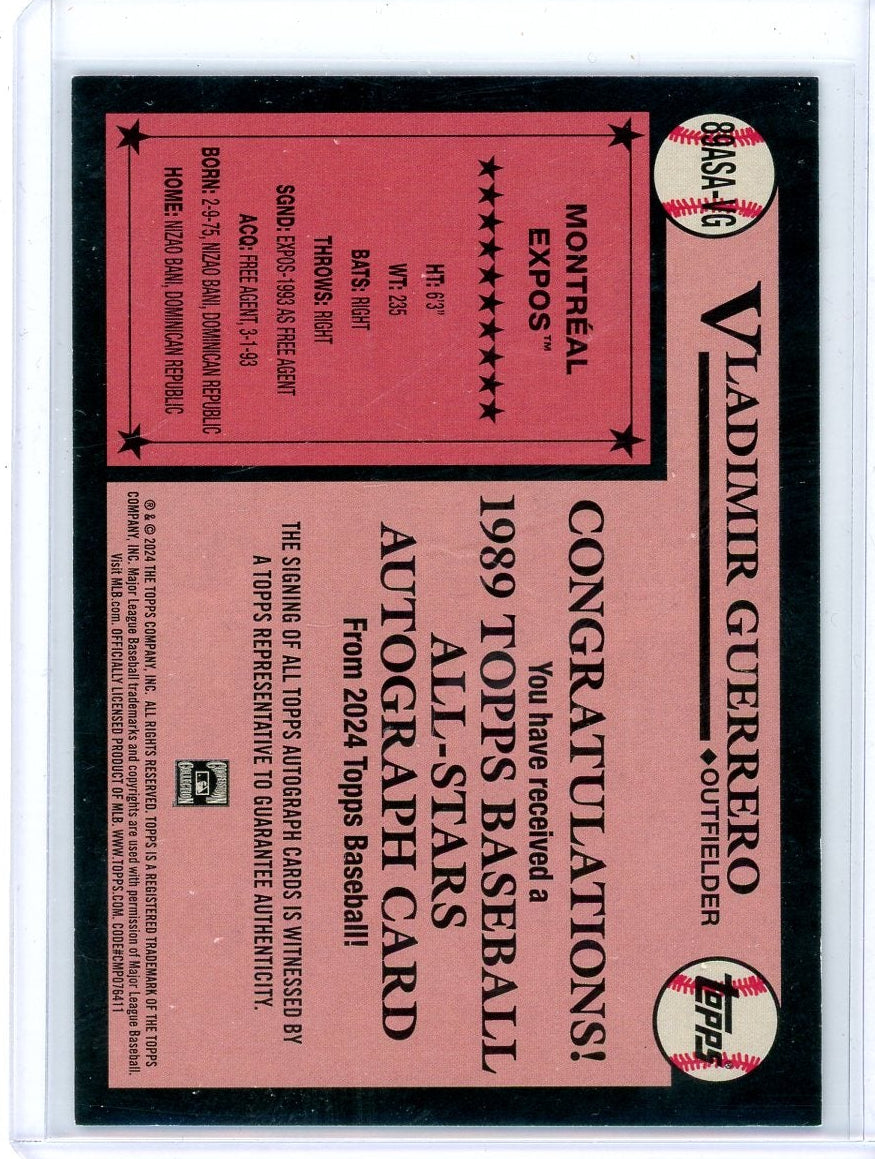 Vladimir Guerrero 2024 Topps Update 1989 All-Stars Black Auto #'d 39/50