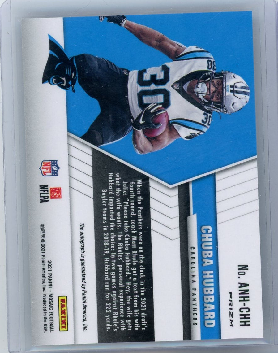 Chuba Hubbard 2021 Mosaic No Huddle Rookie Autograph