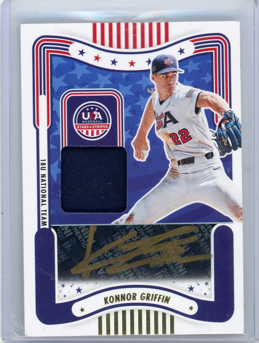 Konnor Griffin 2024 Panini USA Baseball Stars & Stripes Signature Materials Black Gold Relic Auto #'d 14/50