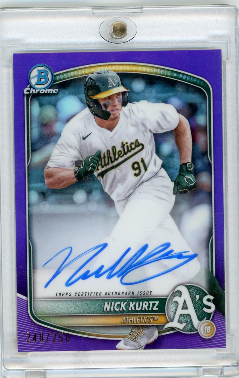Nick Kurtz 2025 Bowman Chrome Prospects Auto Purple Refractor #'d 248/250