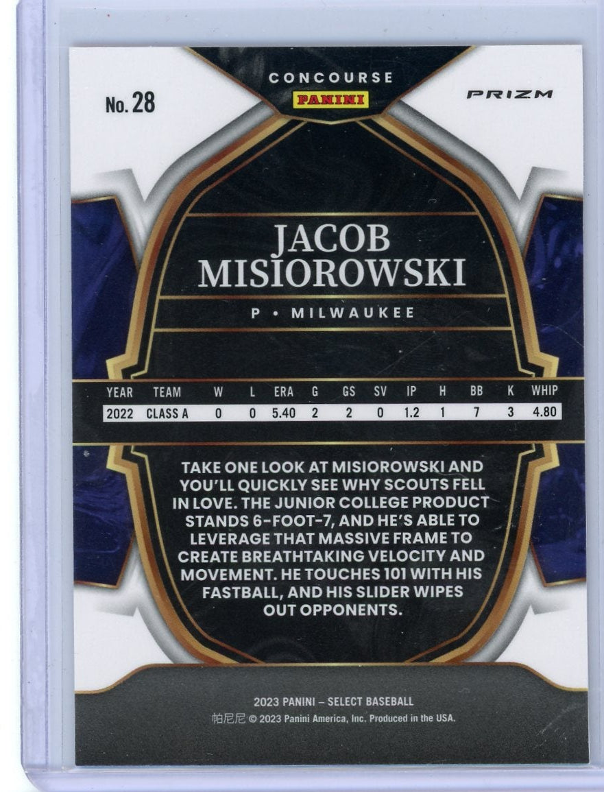 Jacob Misiorowski 2023 Panini Select Concourse Level Orange Flash Prizm
