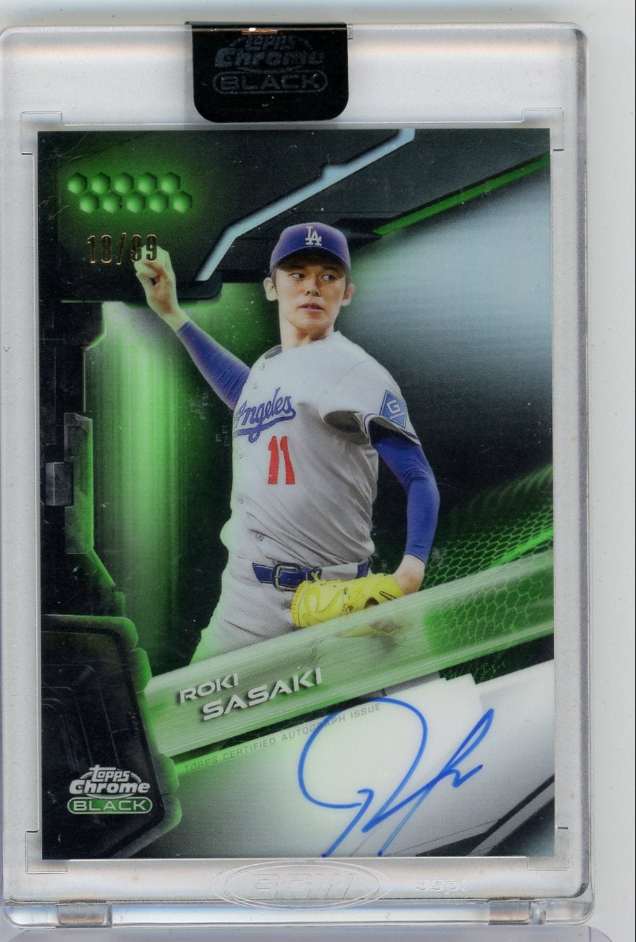 Roki Sasaki 2026 Topps Chrome Black autograph green #'d 18/99
