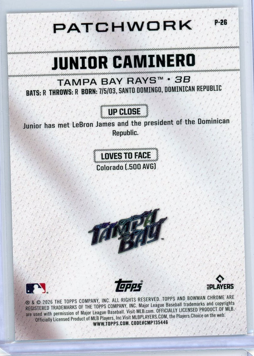 Junior Caminero 2026 Bowman Chrome Patchwork SSP