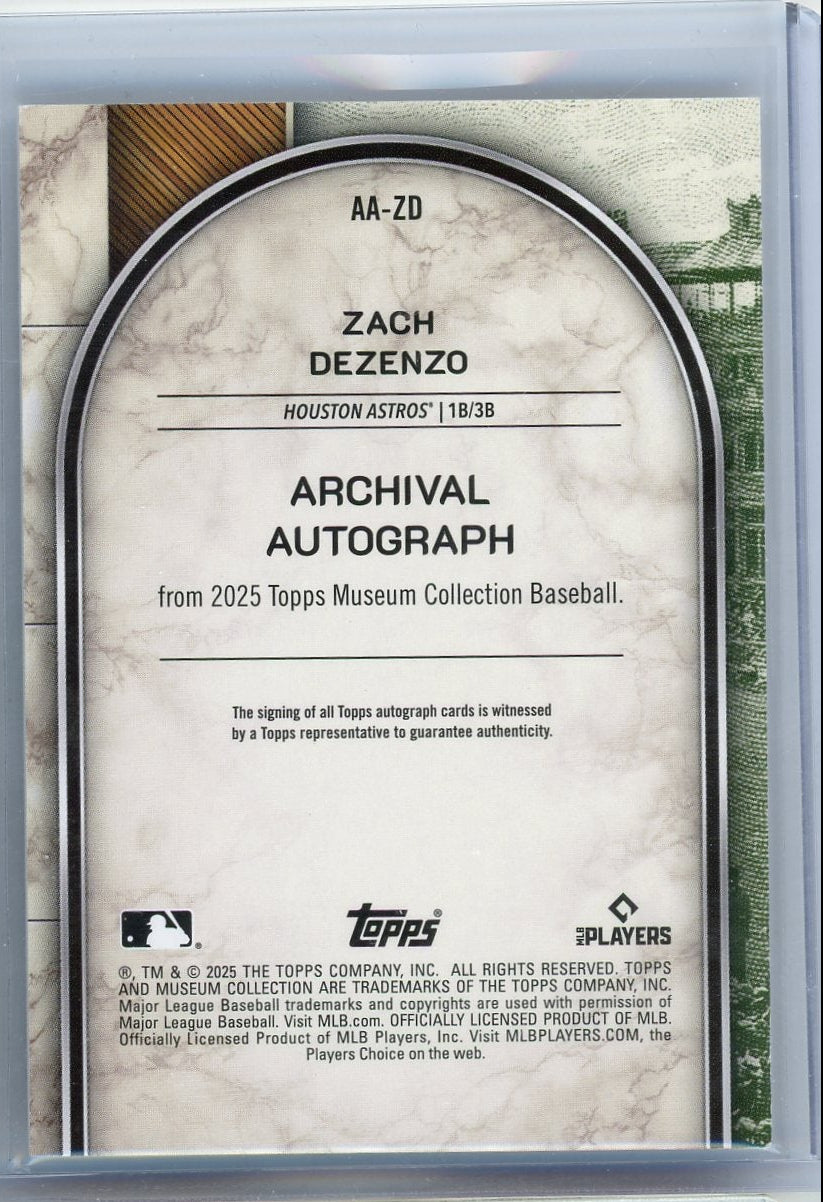 Zach Dezenzo 2025 Topps Museum Collection Rookie Autograph #'d 4/15
