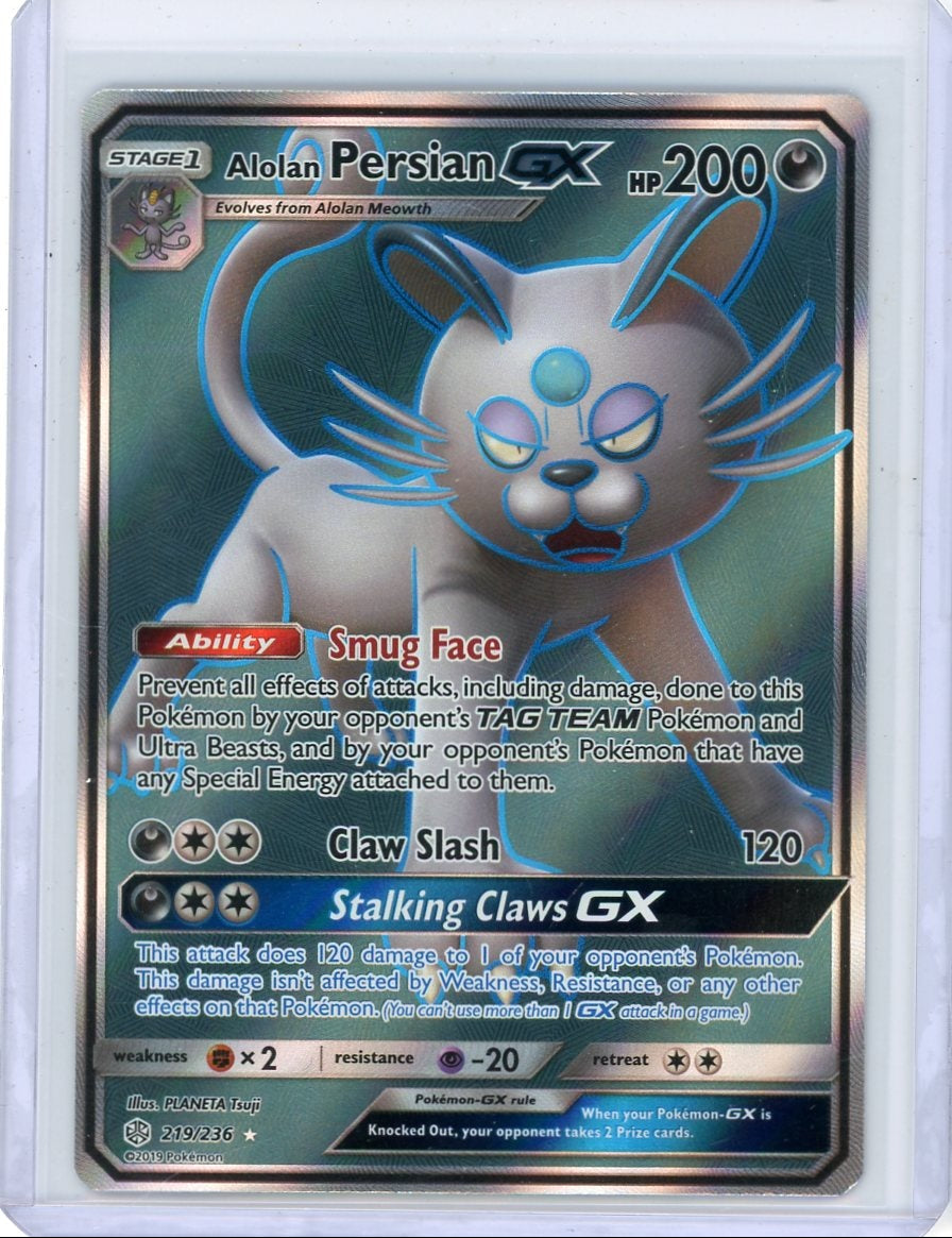 Alolan Persian GX Pokémon Cosmic Eclipse Ultra Rare #219/236