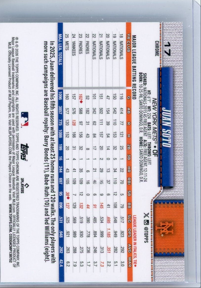 Juan Soto 2026 Topps Chrome Logofractor SP Image Variation