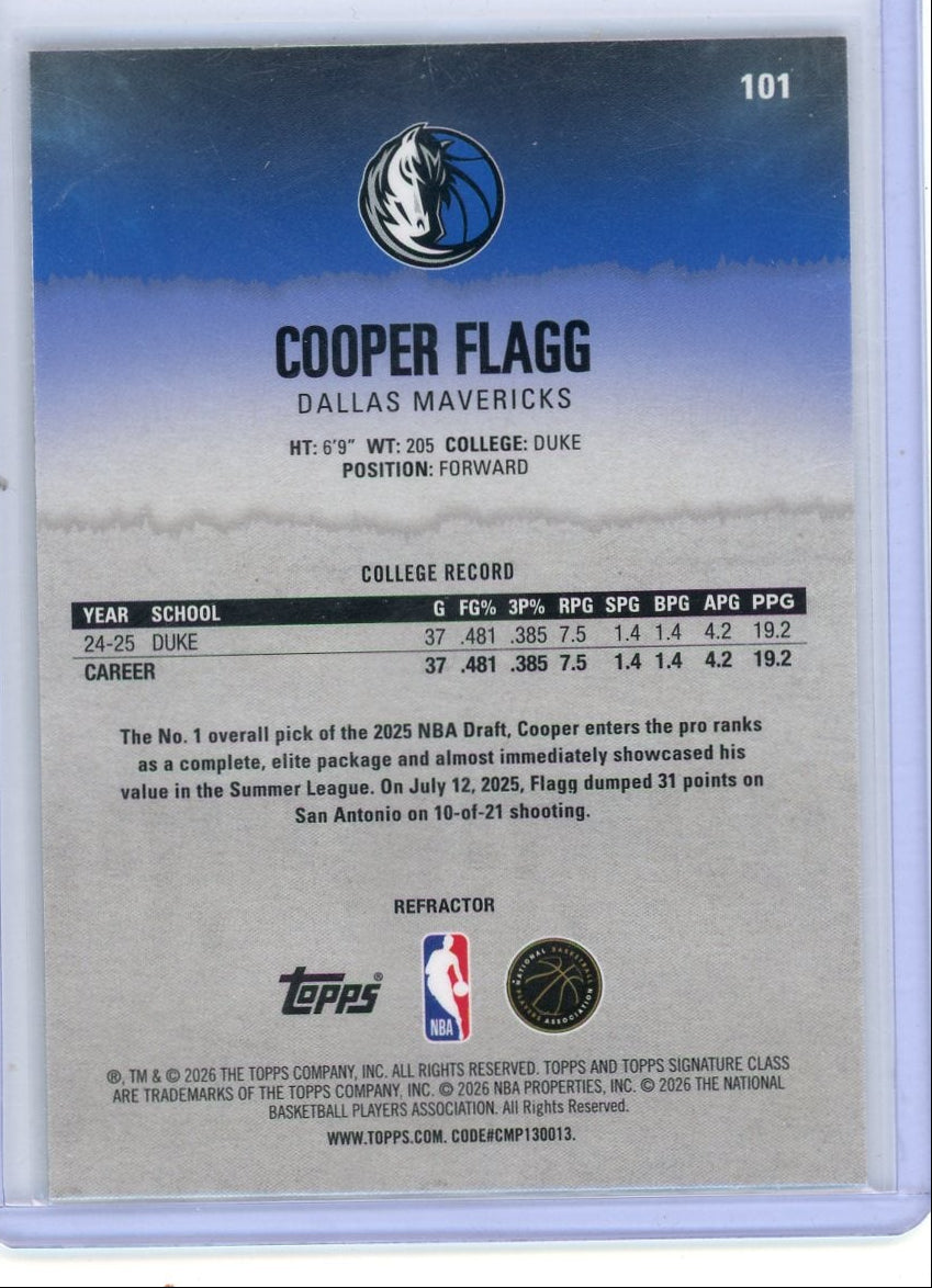 Cooper Flagg 2025-26 Topps Signature Class Chrome Refractor RC