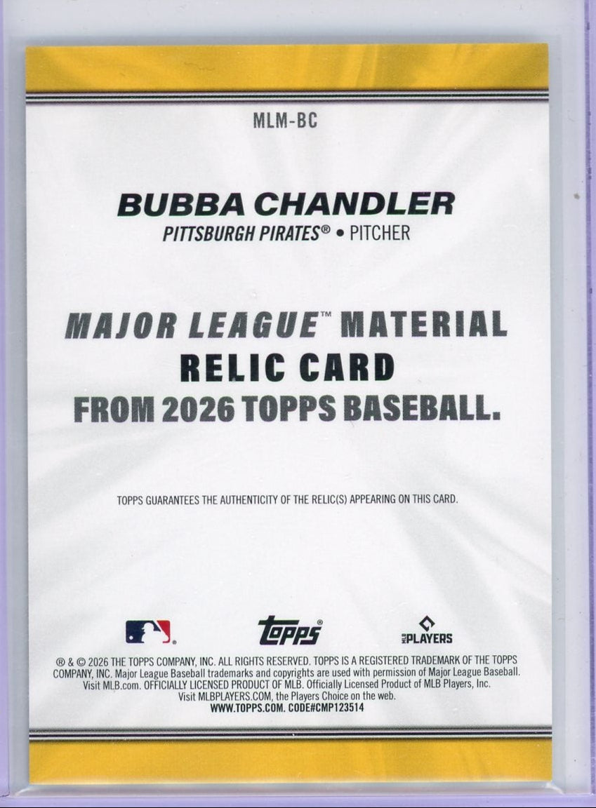 Bubba Chandler 2026 Topps Series 1 Rookie Patch