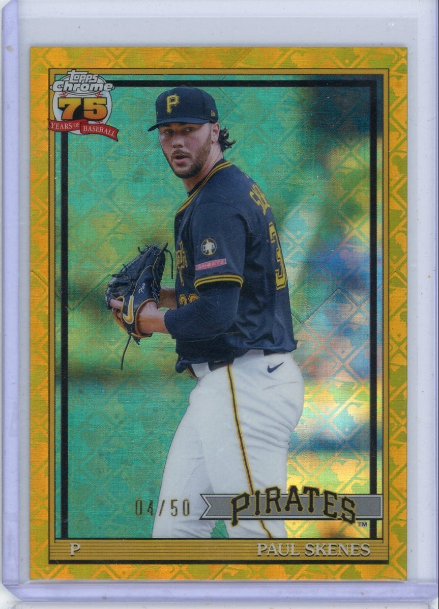 Paul Skenes 2026 Topps Chrome Logofractor '91 gold ref. #'d 04/50