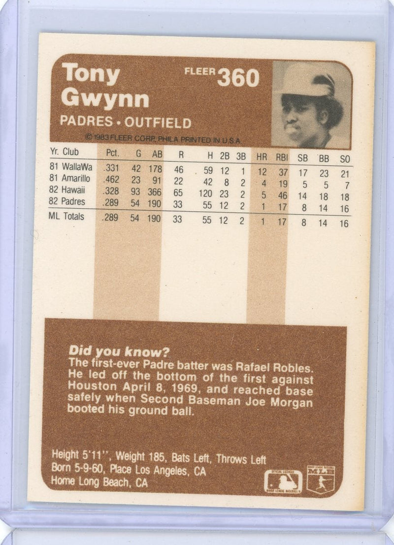 Tony Gwynn 1983 Fleer 
