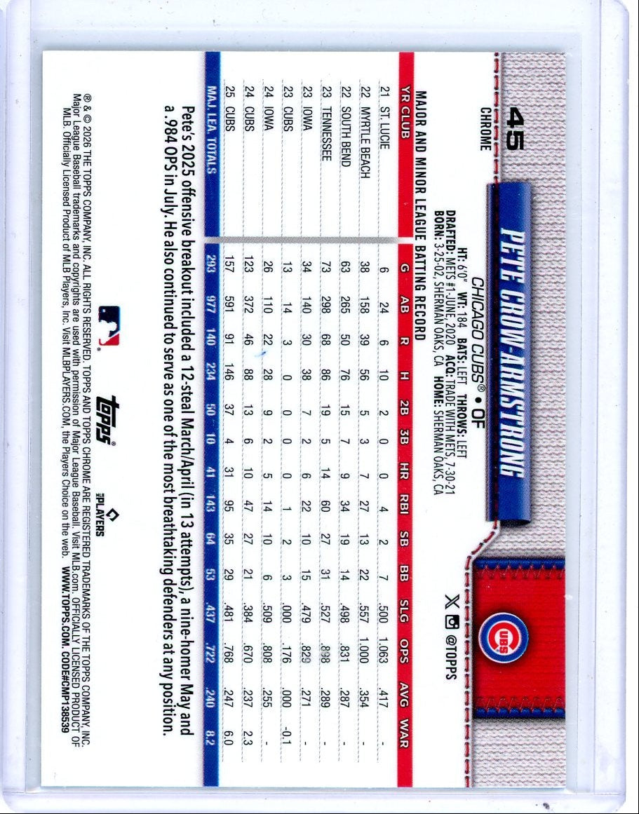Pete Crow-Armstrong 2026 Topps Chrome Logofractor blue ref. #'d 032/150