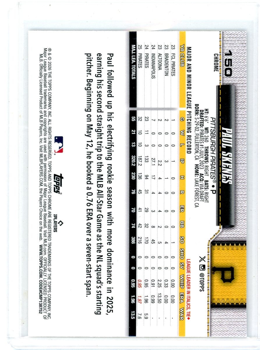 Paul Skenes 2026 Topps Chrome Logofractor SP Image Variation