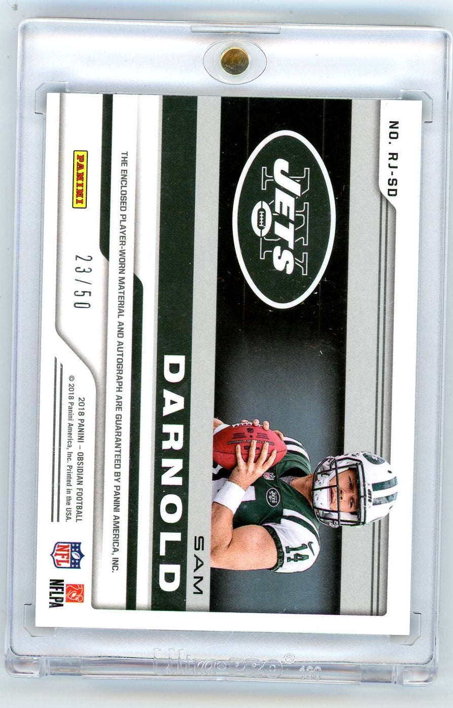 Sam Darnold 2018 Panini Obsidian Rookie Jersey Auto Orange #'d 23/50