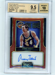Jerry West 2014-15 Panini Select Fame Game Autographs Copper Prizm #'d 17/49 BGS 9.5/Auto 10