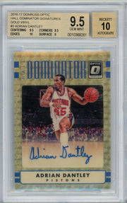 Adrian Dantley 2016-17 Panini Donruss Optic Hall Dominators Signatures Gold Vinyl 1/1 BGS 9.5 AUTO 10