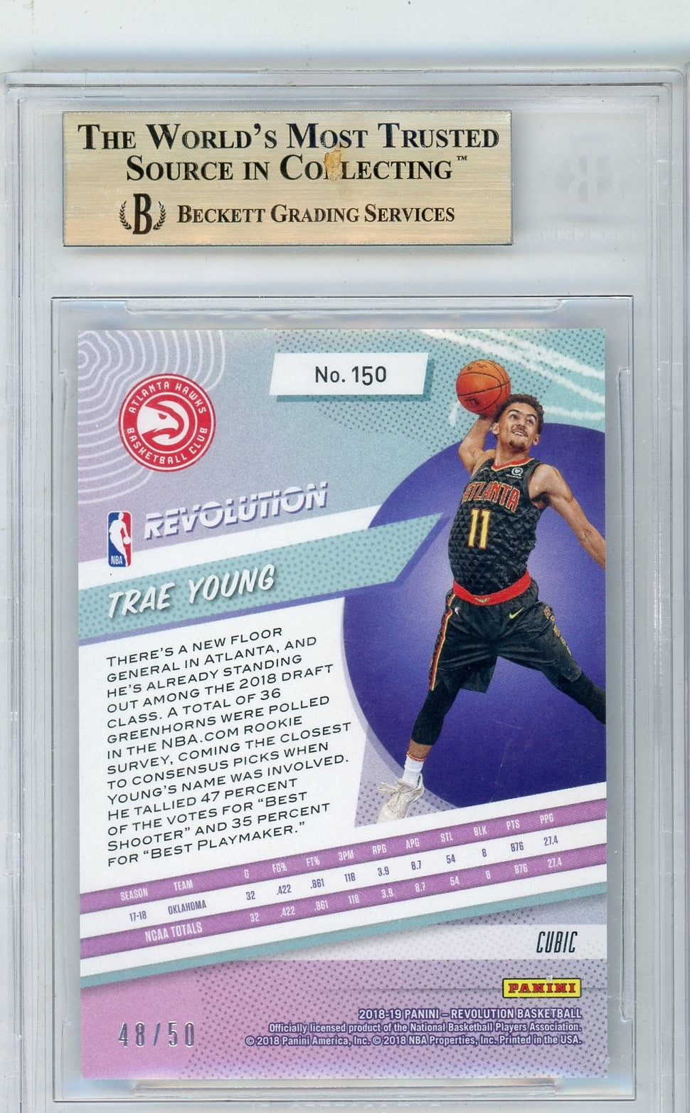 Trae Young 2018-19 Panini Revolution Cubic RC #'d 48/50 BGS 9.5
